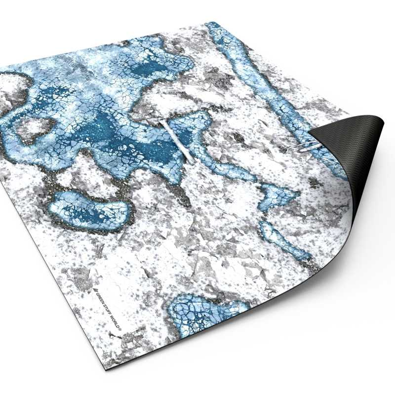 Green Stuff World Wargame Mat, Blizzard Hollows (56x76cm), Neoprene Battle Surface, Anti-Slip Backing, 30x22 Inch, with Carrying Bag - 5865
