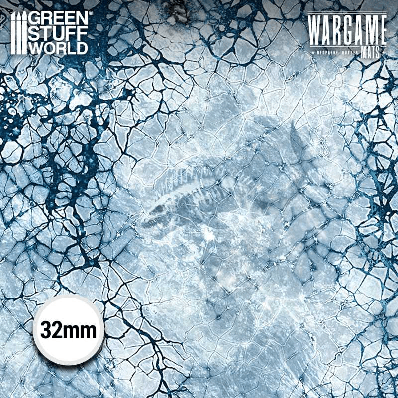 Green Stuff World Wargame Mat, Blizzard Hollows, Neoprene Battle Surface, Anti-Slip Backing, 48x70 Inch, with Carrying Bag - 6346