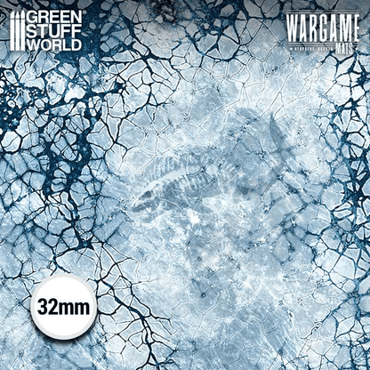 Green Stuff World Wargame Mat, Blizzard Hollows, Neoprene Battle Surface, Anti-Slip Backing, 48x70 Inch, with Carrying Bag - 6346