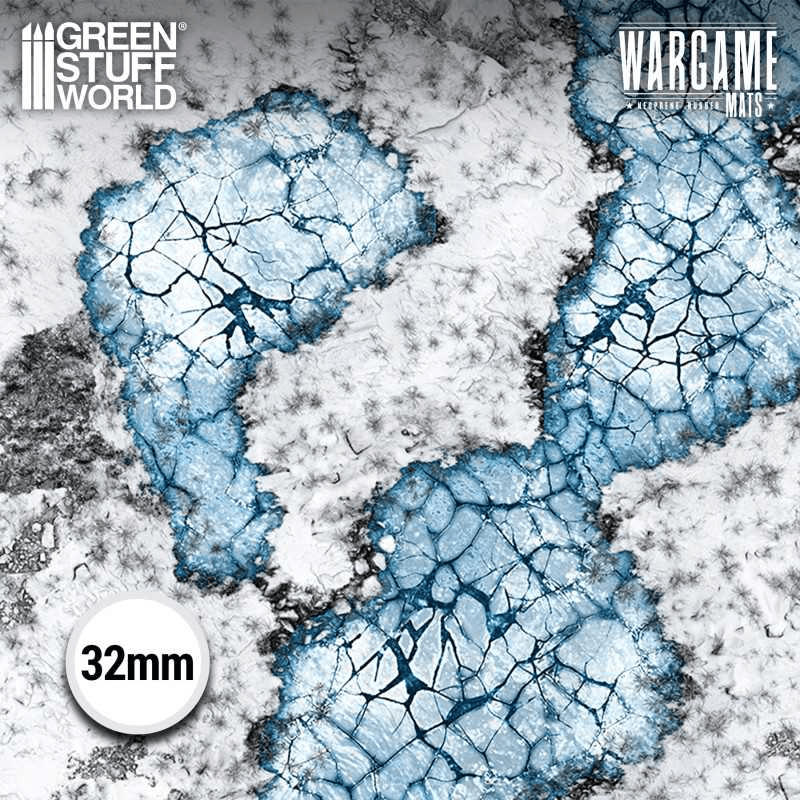 Green Stuff World Wargame Mat, Blizzard Hollows, Neoprene Battle Surface, Anti - Slip Backing, 48x70 Inch, with Carrying Bag - 6346 - Cobbco