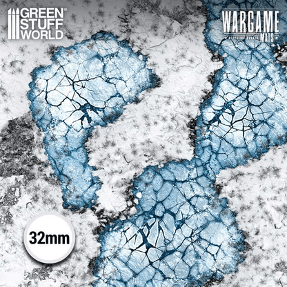 Green Stuff World Wargame Mat, Blizzard Hollows, Neoprene Battle Surface, Anti-Slip Backing, 48x70 Inch, with Carrying Bag - 6346