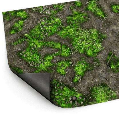 Green Stuff World Wargame Mat, Boneblight Marsh, Neoprene Battle Surface, Anti-Slip Backing, 48x70 Inch, with Carrying Bag - 6347