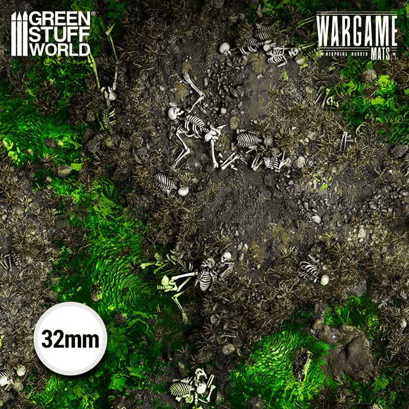 Green Stuff World Wargame Mat, Boneblight Marsh, Neoprene Battle Surface, Anti - Slip Backing, 48x70 Inch, with Carrying Bag - 6347 - Cobbco