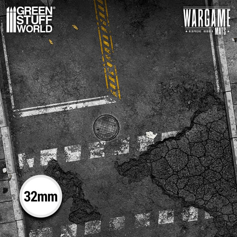 Green Stuff World Wargame Mat, Ground Zero District, Neoprene Battle Surface, Anti - Slip Backing, 48x70 Inch, with Carrying Bag - 6345 - Cobbco