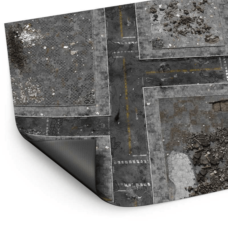 Green Stuff World Wargame Mat, Ground Zero District, Neoprene Battle Surface, Anti - Slip Backing, 48x70 Inch, with Carrying Bag - 6345 - Cobbco