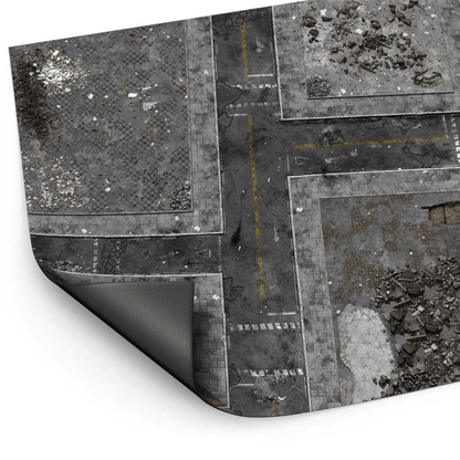 Green Stuff World Wargame Mat, Ground Zero District, Neoprene Battle Surface, Anti-Slip Backing, 48x70 Inch, with Carrying Bag - 6345