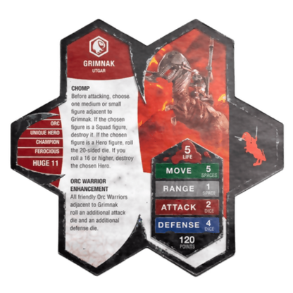 Grimnak Prepainted Miniature's Army Card From Heroscape Master Set: Rise of the Valkyrie