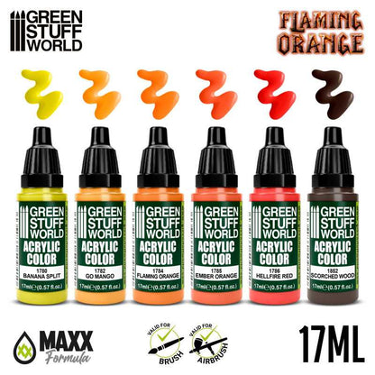 Green Stuff World for Models and Miniatures Paint Set – Paint Set - Flaming Orange 10134