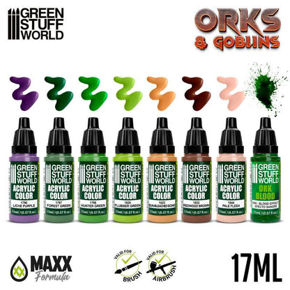 Green Stuff World for Models & Miniatures Paint Set - Orcs and Goblins 10124