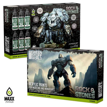 Green Stuff World for Models and Miniatures Paint Set - Rock & Stones 10202 - Cobbco