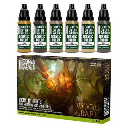 Green Stuff World for Models and Miniatures Paint Set – Wood & Bark 11745 - Cobbco