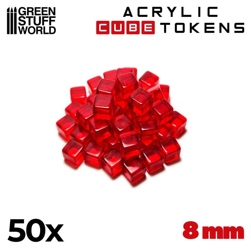 Green Stuff World for Models & Miniatures Red Cube tokens 8mm 3786 - Cobbco