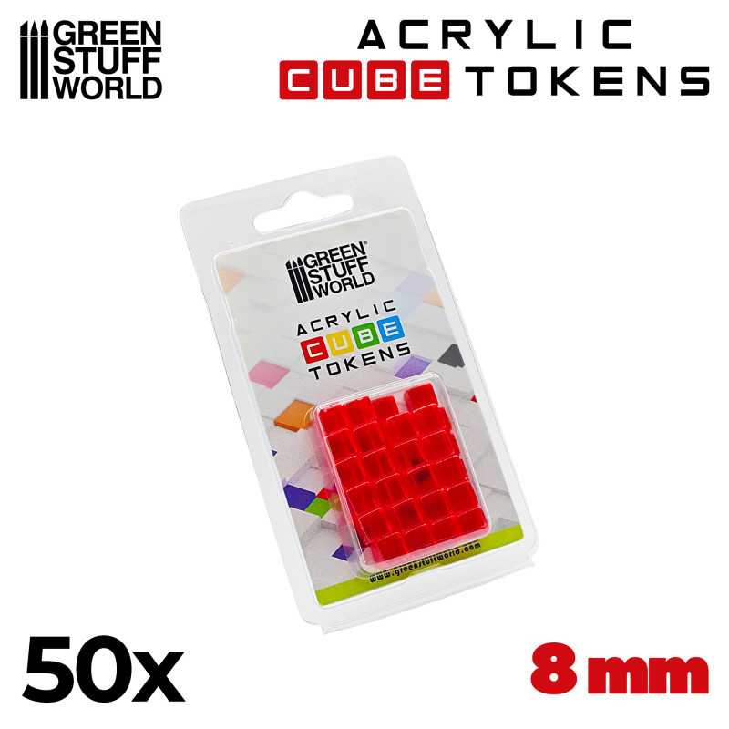 Green Stuff World for Models & Miniatures Red Cube tokens 8mm 3786 - Cobbco