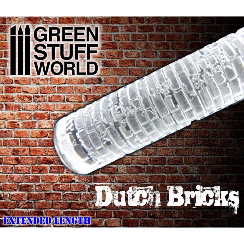 Green Stuff World Rolling Pin Dutch Bricks Pattern for modeling and Dioramas 1336 - Cobbco