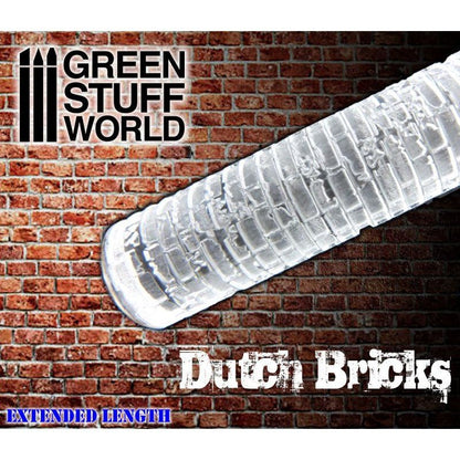 Green Stuff World Rolling Pin Dutch Bricks Pattern for modeling and Dioramas 1336 - Cobbco