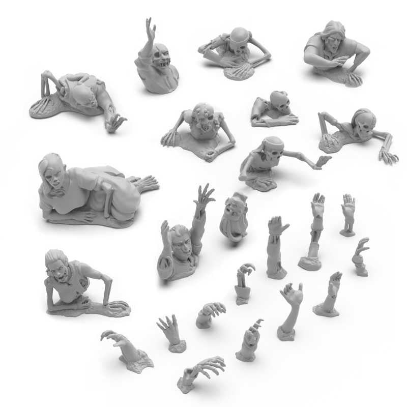 Green Stuff World Dead Rising Zombies Miniatures 1:48 Scale Resin Unpainted 3D Printed Figures - Cobbco