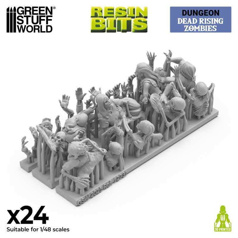 Green Stuff World Dead Rising Zombies Miniatures 1:48 Scale Resin Unpainted 3D Printed Figures - Cobbco