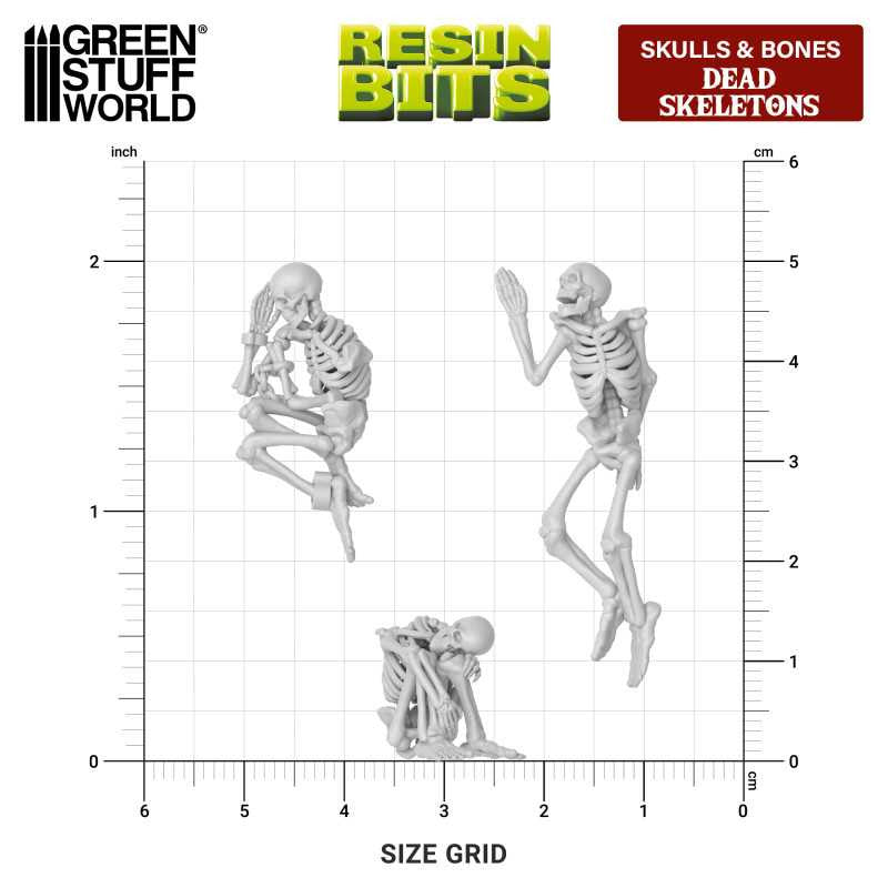 Green Stuff World Skeleton Miniatures 1:48 Scale Resin Unpainted 3D Printed Figures for Wargaming