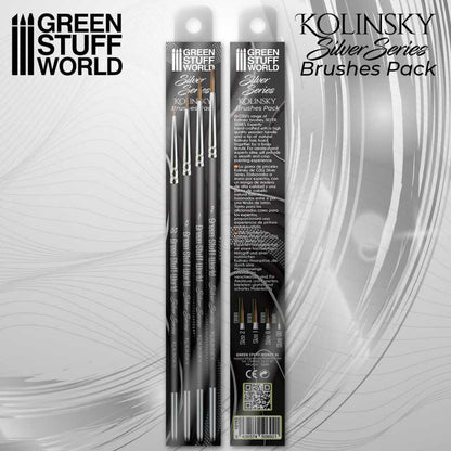 Green Stuff World SILVER SERIES Kolinsky Brush Set of 4 - 10193 - Cobbco