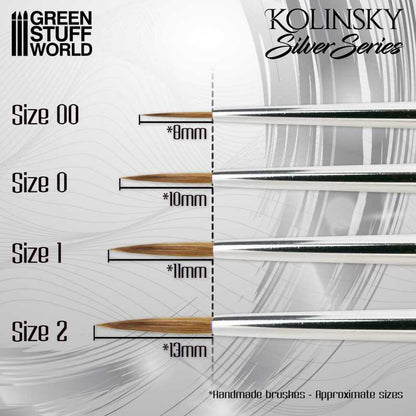 Green Stuff World SILVER SERIES Kolinsky Brush Set of 4 - 10193 - Cobbco