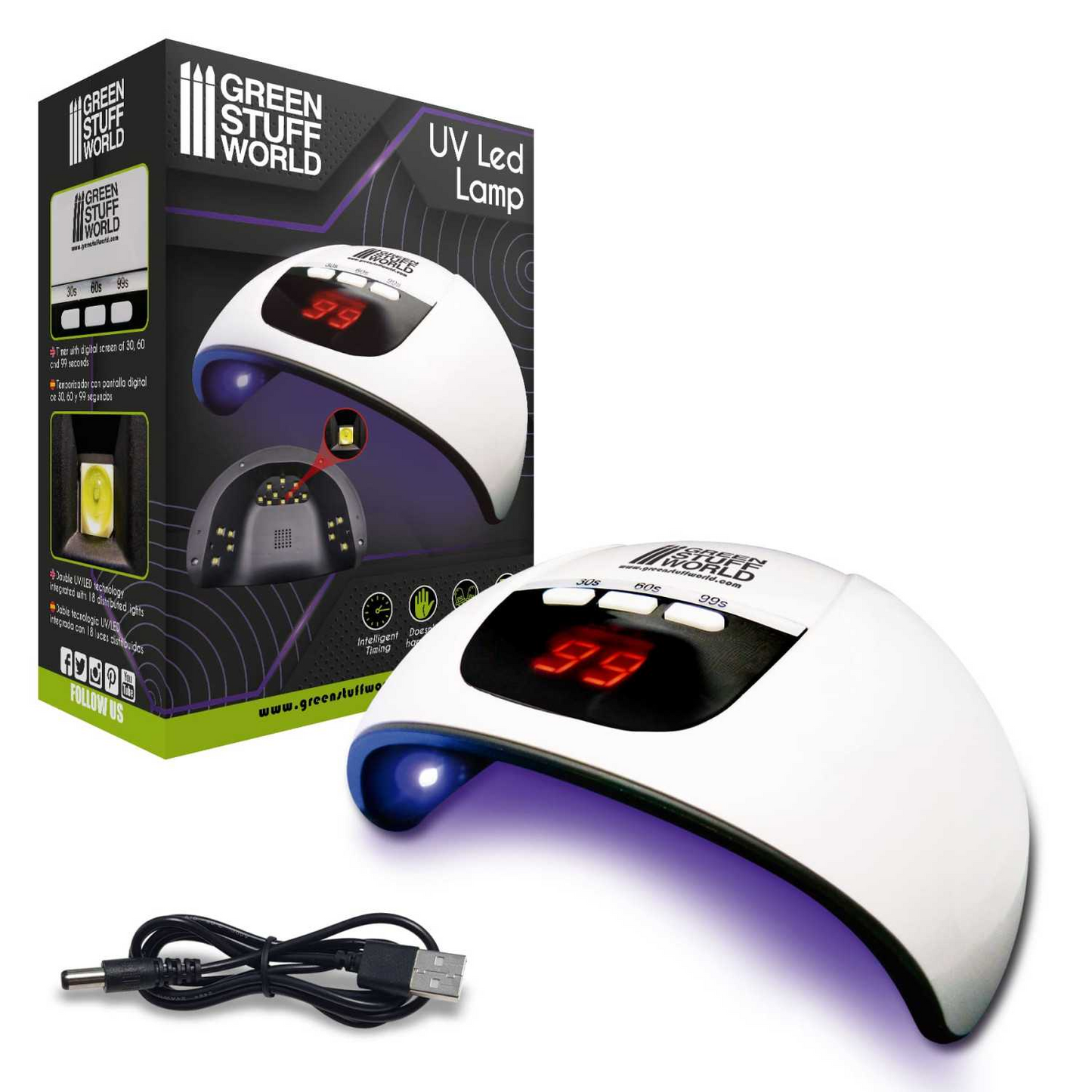 Green Stuff World Ultraviolet LED Lamp for Curing Resins and Fluorescent Paint 2384