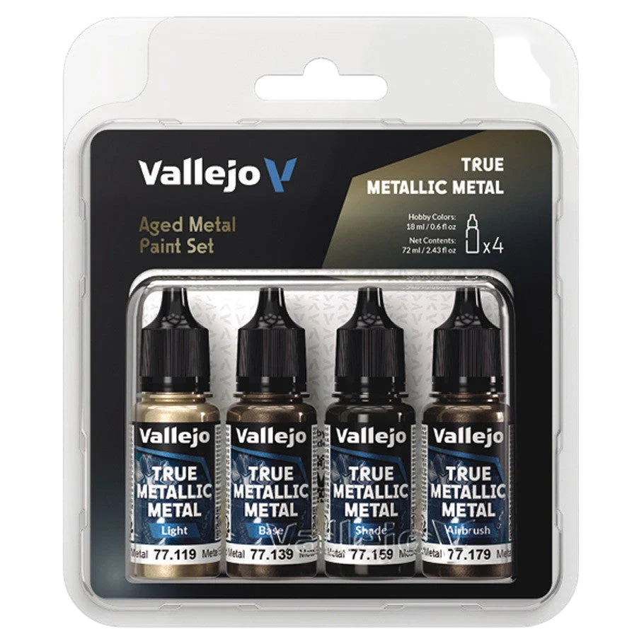 Vallejo True Metallic Metal: Aged Metal Color Set (4) (77.258) (New in Box)