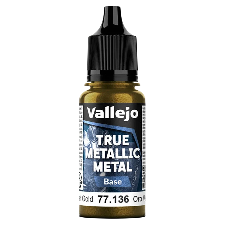 Vallejo True Metallic Metal: BASE - Greenish Gold (77.136) (New in Box)