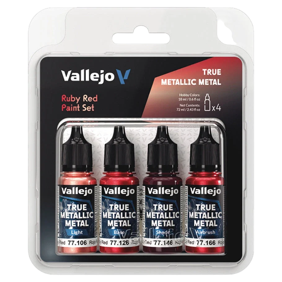 Vallejo True Metallic Metal: Ruby Red Color Set (4) (77.254)