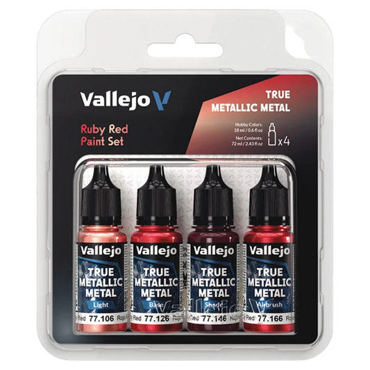 Vallejo True Metallic Metal: Ruby Red Color Set (4) (77.254)