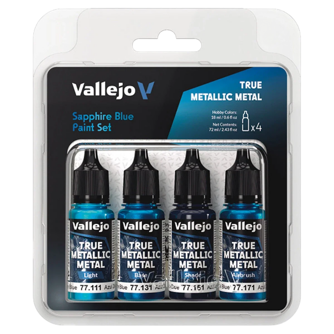 Vallejo True Metallic Metal: Sapphire Blue Color Set (4) (77.256)