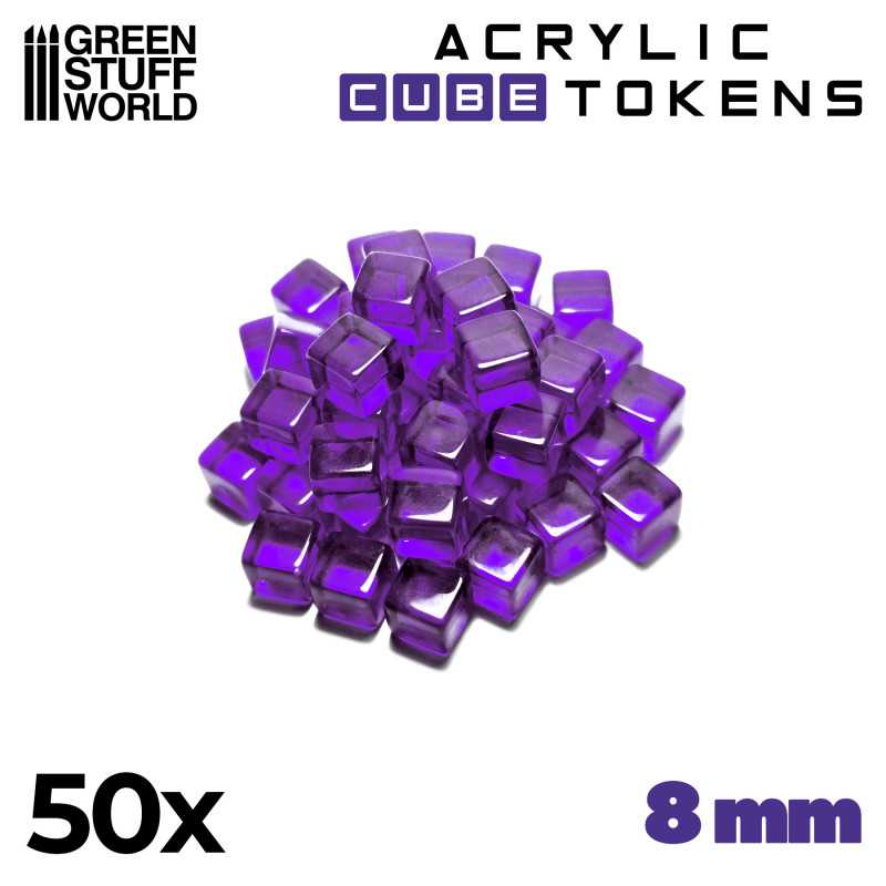 Green Stuff World for Models & Miniatures Violet Cube tokens 8mm 3790 - Cobbco