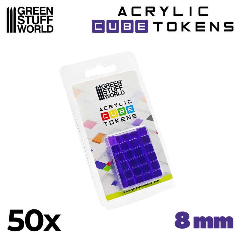 Green Stuff World for Models & Miniatures Violet Cube tokens 8mm 3790 - Cobbco