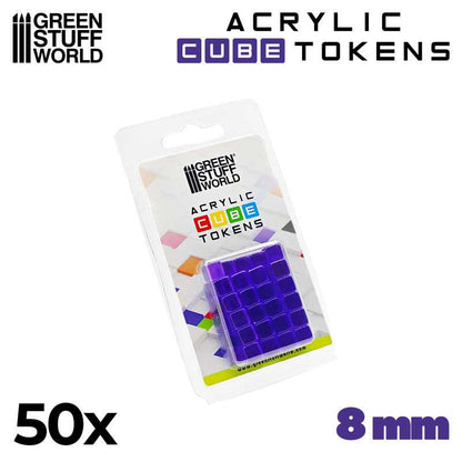 Green Stuff World for Models & Miniatures Violet Cube tokens 8mm 3790 - Cobbco
