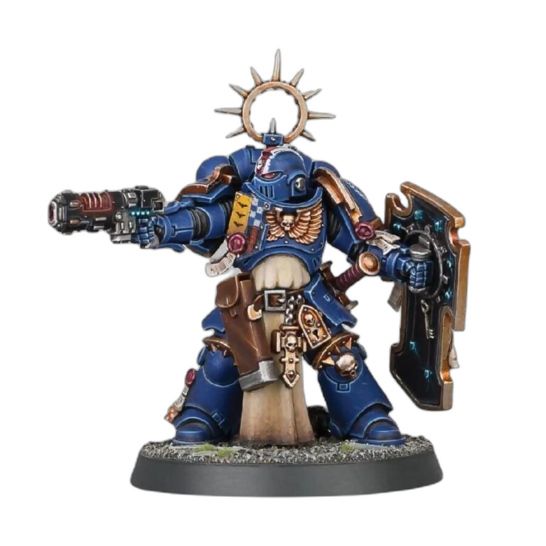 Lieutenant with Storm Shield (Custom Painted) (Assembled) From Warhammer 40k on Wargame Trader