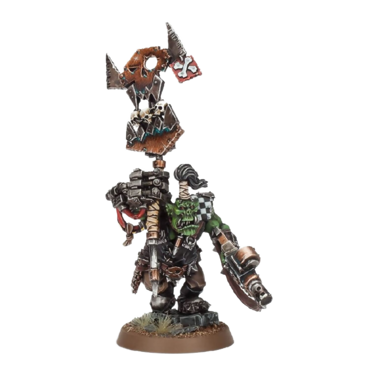 Ork Nob With Waaagh! Banner (Unpainted) (Assembled) From Warhammer 40k