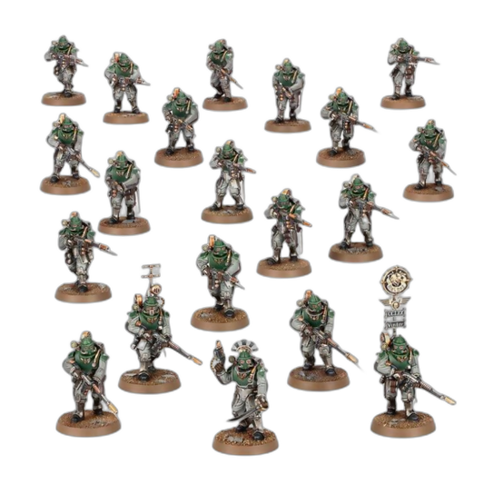 Solar Auxilia Lasrifle Section New In Box Solar Auxilia Lasrifle Section, First Release Year: 2024. Material: Plastic. Factions: Imperium Armies. (Unpainted) (New In Box) -- Forge the heart of your Solar Auxilia with the Lasrifle Section kit for Warhammer On Wargame Trader