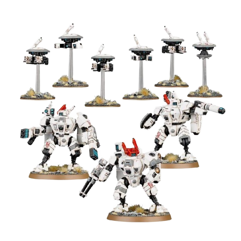 XV8 Crisis Battlesuit Team (Unpainted) (Assembled) From Warhammer 40k