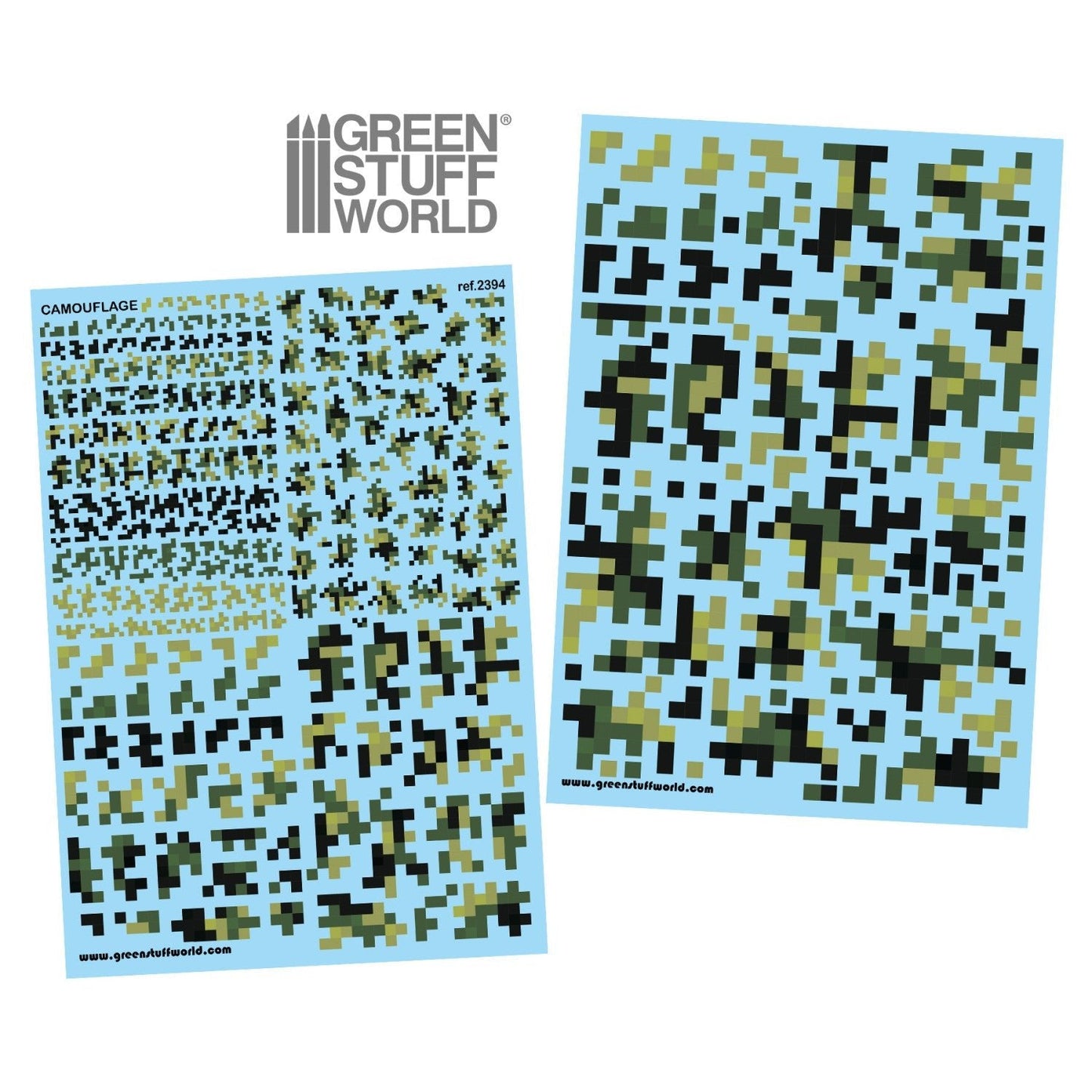 Green Stuff World Waterslide Decals - Digital Forest Camo - Wargming and Modeling