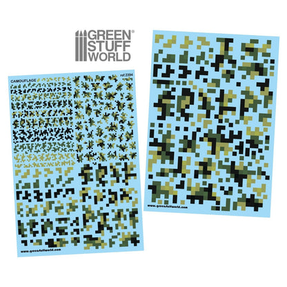 Green Stuff World Waterslide Decals - Digital Forest Camo - Wargming and Modeling