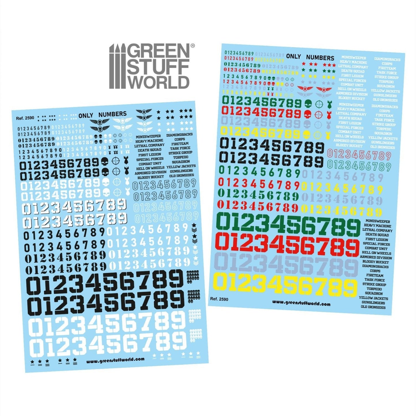 Green Stuff World Waterslide Decals - Only Numbers - Wargaming and Modeling