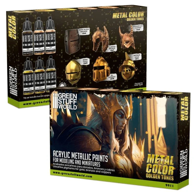 Green Stuff World Water Based Acrylic Paint Metal Color Set - Gold 9911