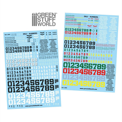 Green Stuff World Waterslide Decals - Only Numbers - Wargaming and Modeling