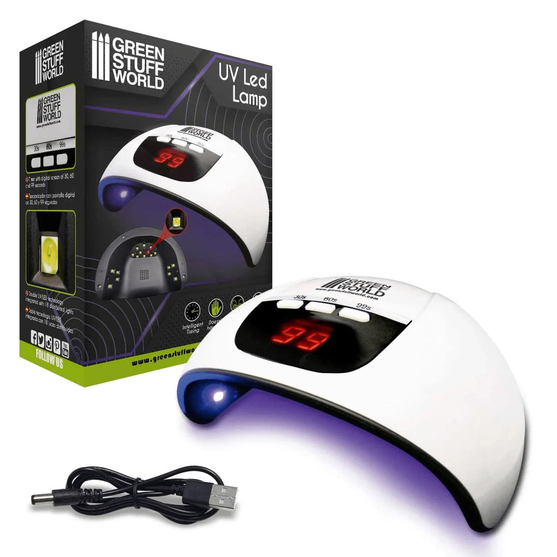 Green Stuff World Ultraviolet LED Lamp for Curing Resins and Fluorescent Paint 2384