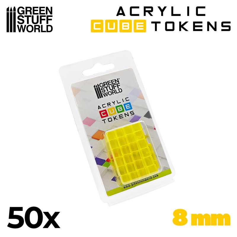 Green Stuff World for Models & Miniatures Yellow Cube tokens 8mm 3787 - Cobbco