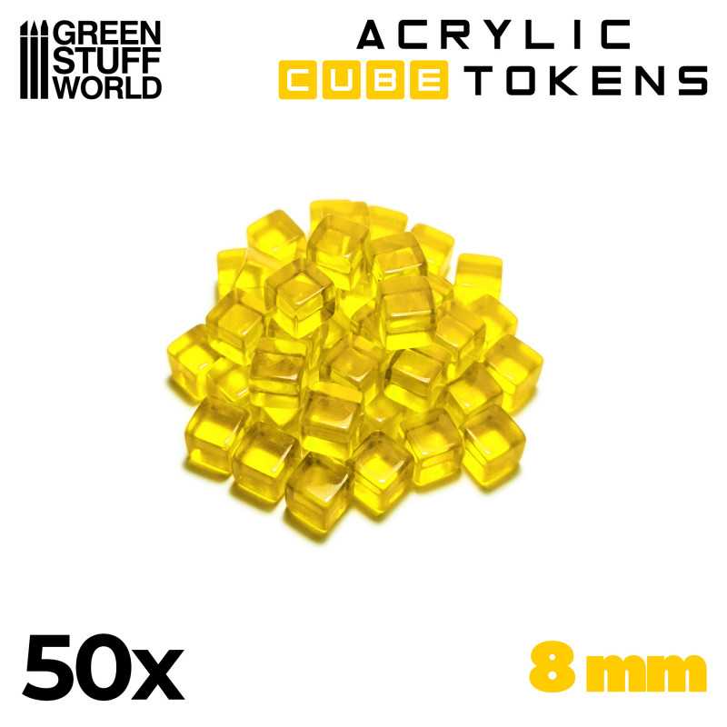 Green Stuff World for Models & Miniatures Yellow Cube tokens 8mm 3787 - Cobbco